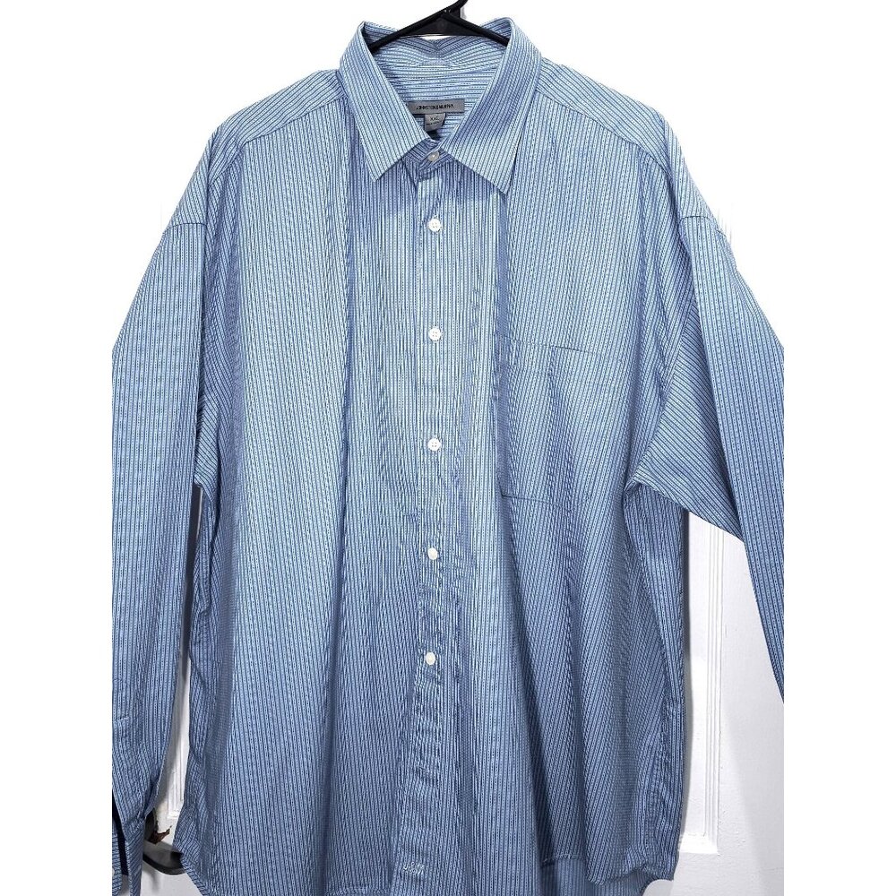 Johnston & Murphy XXL Blue Striped Mens Dress Shirt